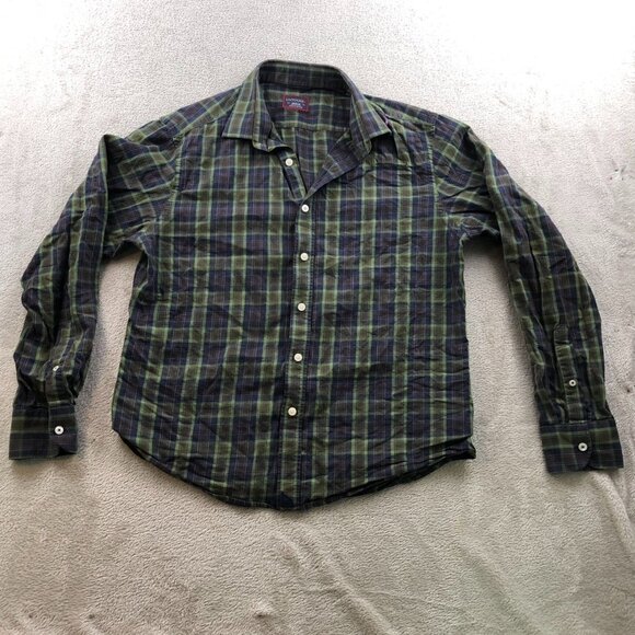 Untuckit Mens Shirt Medium Long Sleeve Plaid Button-Up Flannel 100% Cotton - Picture 9 of 11